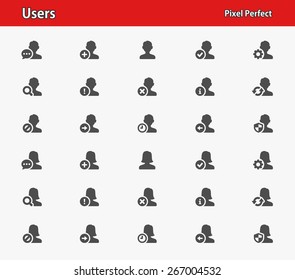 User Icons. Professional, pixel perfect icons optimized for both large and small resolutions. EPS 8 format.