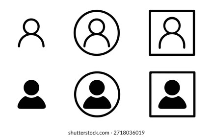 Iconos de usuario. Conjunto de iconos de perfil de usuario. Iconos planos de la persona del avatar del Vector del estilo para el perfil del usuario o los Botones del Inicio de sesión con el movimiento y la silueta editables. Ilustración vectorial. 
