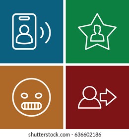 User icons set. set of 4 user outline icons such as call