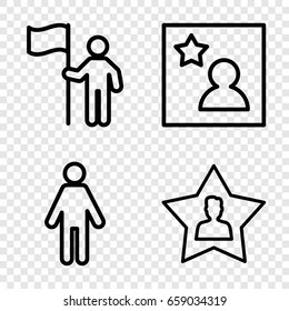 User icons set. set of 4 user outline icons such as favourite user, favorite photo, man with flag