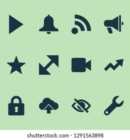 User icons set with announcement, hide, video and other load elements. Isolated vector illustration user icons.