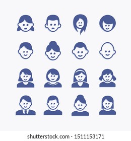User icons set for app or website. Human pictograms.