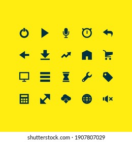 User icons set with audio, resize, down arrow and other cloud elements. Isolated vector illustration user icons.