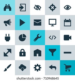 User Icons Set. Collection Of Conceal, Painting, Tag And Other Elements. Also Includes Symbols Such As Mail, Storage, Painting.