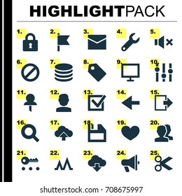 User Icons Set. Collection Of Exit, Forbidden, Floppy Disk And Other Elements. Also Includes Symbols Such As Action, No, Storage.