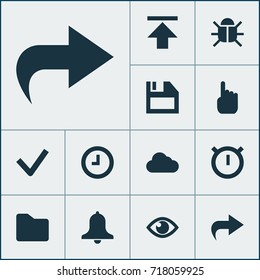 User Icons Set. Collection Of Eye, Done, Forward And Other Elements. Also Includes Symbols Such As Mouse, Watch, Repository.