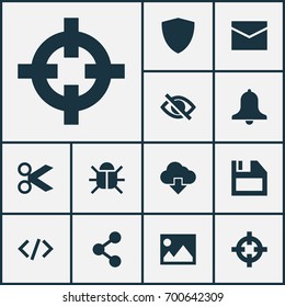 User Icons Set. Collection Of Goal, Safe, Siren And Other Elements. Also Includes Symbols Such As Floppy, Light, Storage.