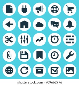 User Icons Set. Collection Of Home, Equalizer, Picture And Other Elements. Also Includes Symbols Such As Alarm, Wait, Scissors.