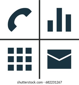User Icons Set. Collection Of Letter, Application, Phone And Other Elements. Also Includes Symbols Such As Message, Columns, Chart.