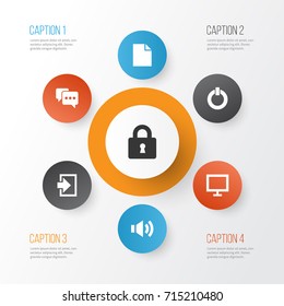 User Icons Set. Collection Of Monitor, Note, Close And Other Elements. Also Includes Symbols Such As Start, Close, Folder.
