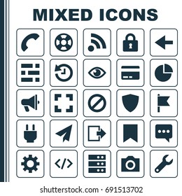User Icons Set. Collection Of Origami, Eye, Messenger And Other Elements. Also Includes Symbols Such As Repair, Full, Switch.