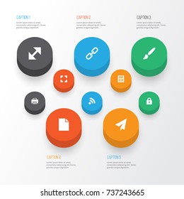 User Icons Set. Collection Of Origami, Wifi, Folder And Other Elements. Also Includes Symbols Such As Chain, Wifi, Resize.