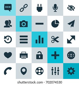 User Icons Set. Collection Of People, Pie Chart, Photo And Other Elements. Also Includes Symbols Such As Chart, Fold, Send.