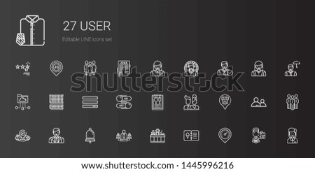 user icons set. Collection of user with placeholder, menu, receptionist, team, notification, man, users, switch, grid, cloud folder, employee. Editable and scalable user icons.