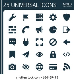User Icons Set. Collection Of Socket, Card, Statistic And Other Elements. Also Includes Symbols Such As Options, Chatting, Conceal.