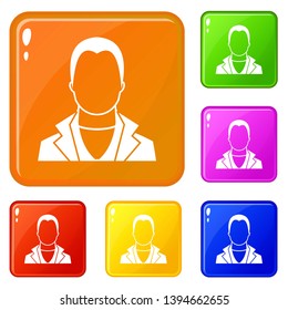 User icons set collection vector 6 color isolated on white background
