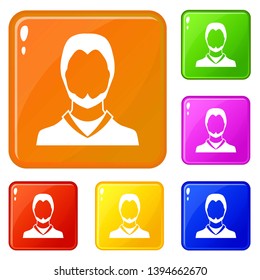 User icons set collection vector 6 color isolated on white background