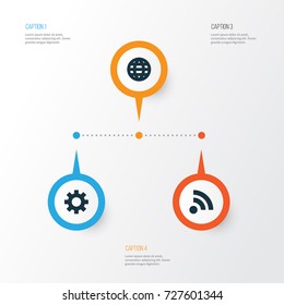 User Icons Set. Collection Of Wifi, Options, Earth And Other Elements. Also Includes Symbols Such As Wave, Options, Wifi.