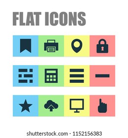 User icons set with dashboard, lock, arrow and other printer  elements. Isolated vector illustration user icons.