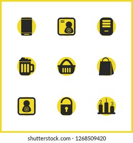 User icons set with delete document, glass of beer and user image elements. Set of user icons and remove file concept. Editable vector elements for logo app UI design.