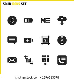 User icons set with dollar, message and menu elements. Set of user icons and call diary concept. Editable vector elements for logo app UI design.