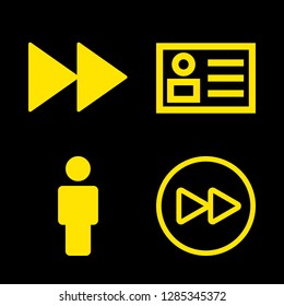 user icons set with ecommerce user profile, person silhouette and fast forward vector set