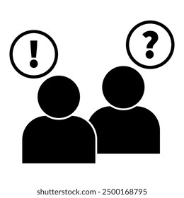 User icons set. Exclamation and question marks. Black silhouette vector. Abstract communication symbols.