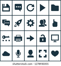 User icons set with forward, launch, audio and other printer  elements. Isolated vector illustration user icons.