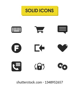 User icons set with gears, log in and phone book elements. Set of user icons and enter concept. Editable vector elements for logo app UI design.