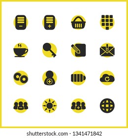 User icons set with language, basket and delete document elements. Set of user icons and button concept. Editable vector elements for logo app UI design.