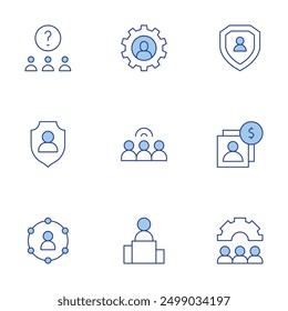 User icons set. Line Duotone style, editable stroke. user, personal security, business, question, gear, diagram, customer, first.
