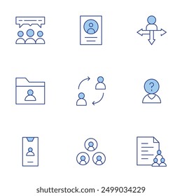 User icons set. Line Duotone style, editable stroke. data, team meeting, change, user, file.