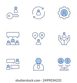 User icons set. Line Duotone style, editable stroke. changes, chat, user, investor, equality, humanitarian.