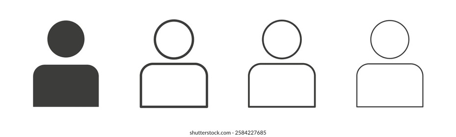 User icons set. Liner outlined and flat black color