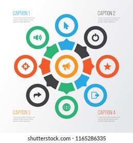User icons set with log out, ahead, globe and other forward  elements. Isolated vector illustration user icons.