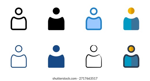 User icons set multiple style collection. Editable stroke 
