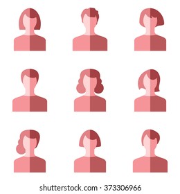 User icons set, people flat icons, isolated on white background, vector illustration.