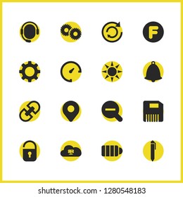 User icons set with sd card, pin and pen elements. Set of user icons and hyperlink concept. Editable vector elements for logo app UI design.