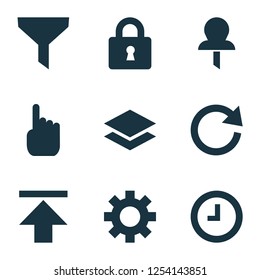 User icons set with setting, download, wait and other watch  elements. Isolated vector illustration user icons.