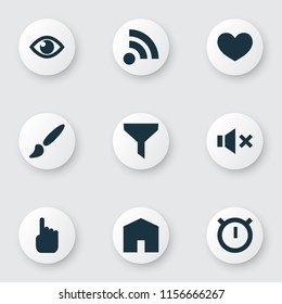 User icons set with show, filter, feed and other home elements. Isolated vector illustration user icons.