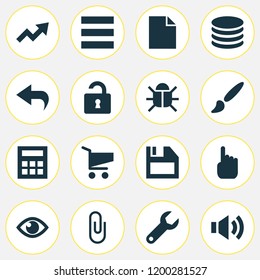 User icons set with unlock, file, sound and other folder  elements. Isolated vector illustration user icons.