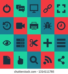 User icons set with wait, feed, hand note elements. Isolated vector illustration user icons.