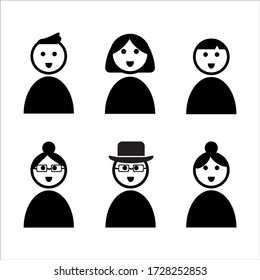 User icons set ,young and old people illustration