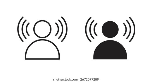 Benutzersymbole mit Signalwellen, einzeln auf weißem Hintergrund