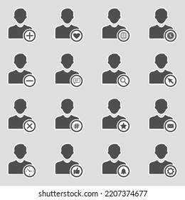 User Icons. Sticker Design. Vector Illustration.