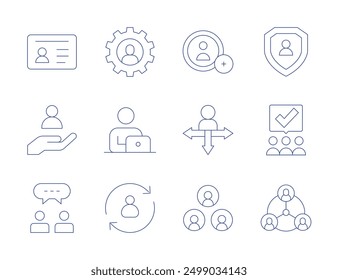 User icons. Thin Line style, editable stroke. user, support, business, internal, hand, driver license, changes.