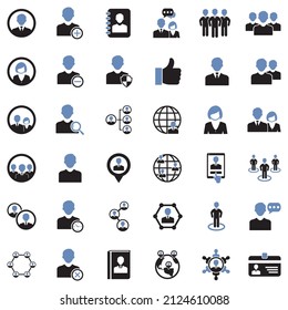 User Icons. Two Tone Flat Design. Vector Illustration.