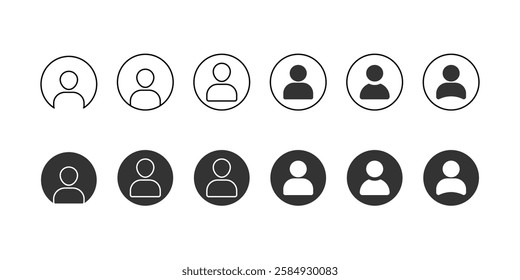 User Icons in Various Styles for Web Design. User signs people silhouette vector illustration.