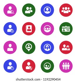 User Icons. White Flat Design In Circle. Vector Illustration. 