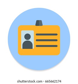 User id badge flat icon. Round colorful button, circular vector sign. Flat style design